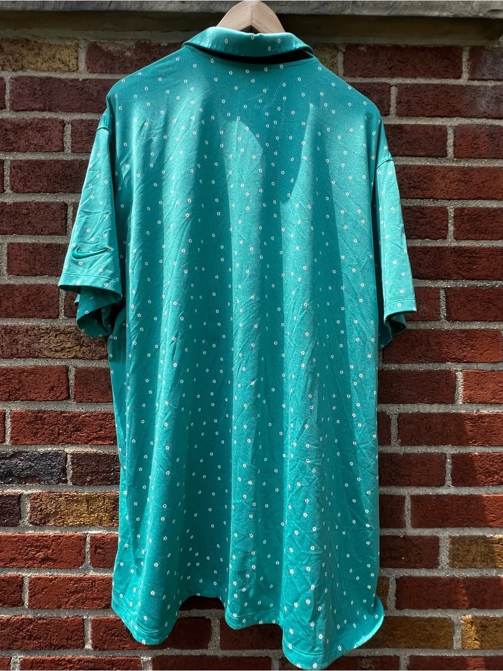 Nike Standard Fit Golf Polo Shirt Mens XXL 2XL Green Mini Floral Print Dri-Fit